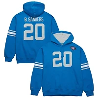 Men's Mitchell & Ness Barry Sanders Blue Detroit Lions Retired Player Name Number Pullover Hoodie