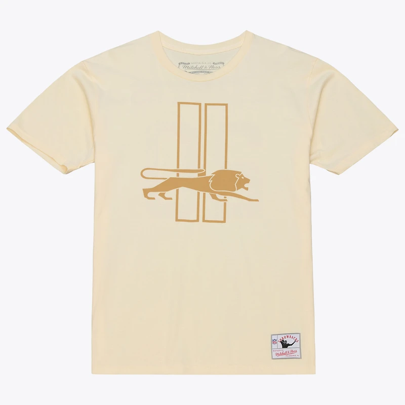 Men's Mitchell & Ness Barry Sanders Cream Detroit Lions Sandman Name Number T-Shirt