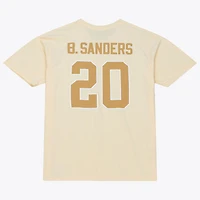 Men's Mitchell & Ness Barry Sanders Cream Detroit Lions Sandman Name Number T-Shirt