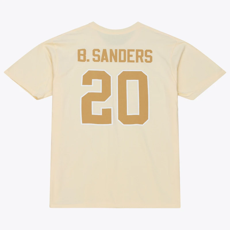 T-shirt Mitchell & Ness Barry Sanders crème Detroit Lions Sandman avec nom et numéro pour homme