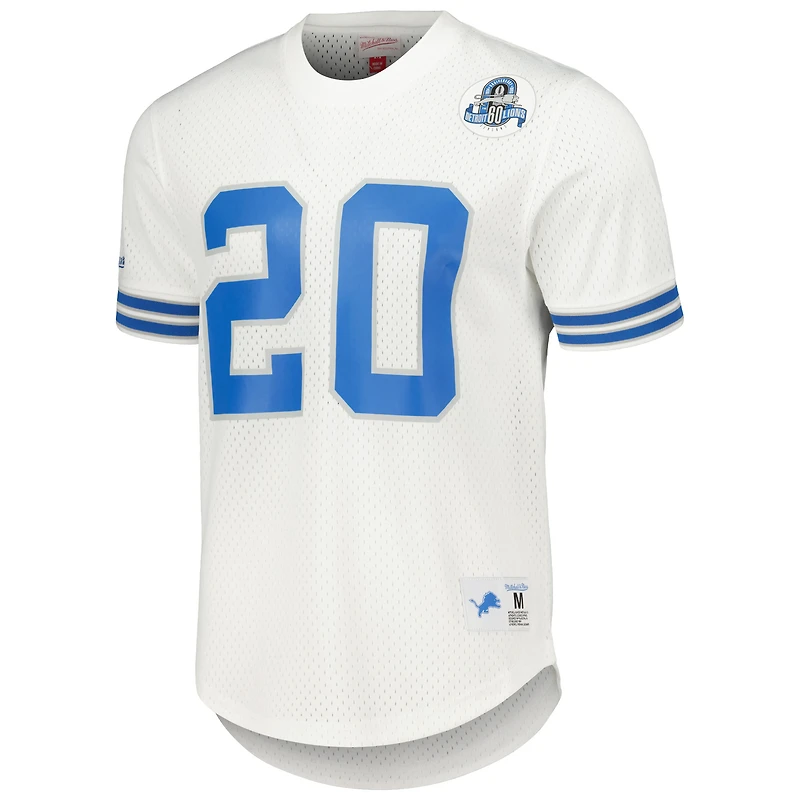 Haut en maille blanc pour homme avec nom et numéro de joueur retraité des Lions Detroit, Mitchell & Ness Barry Sanders
