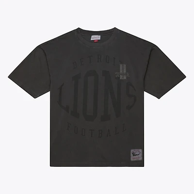 Men's Mitchell & Ness  Black Detroit Lions Downtown Collection Premium Vintage Logo T-Shirt