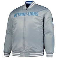 Veste réversible à fermeture éclair intégrale Mitchell & Ness bleu/argent Detroit Lions pour homme, grande et taille