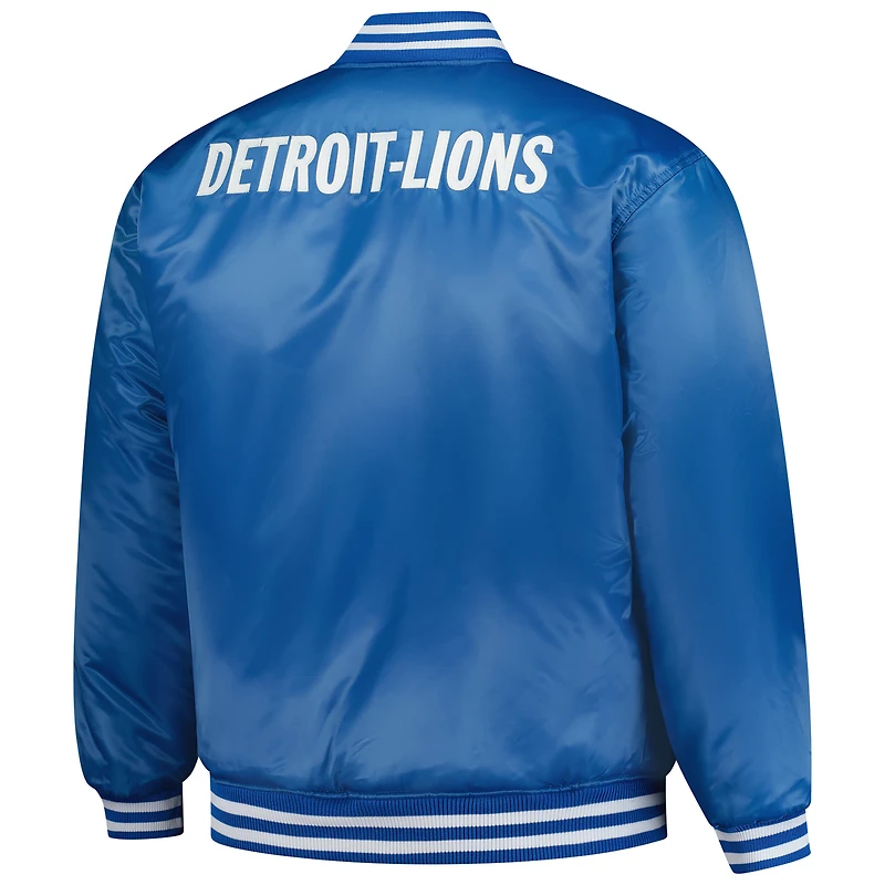 Veste réversible à fermeture éclair intégrale Mitchell & Ness bleu/argent Detroit Lions pour homme, grande et taille