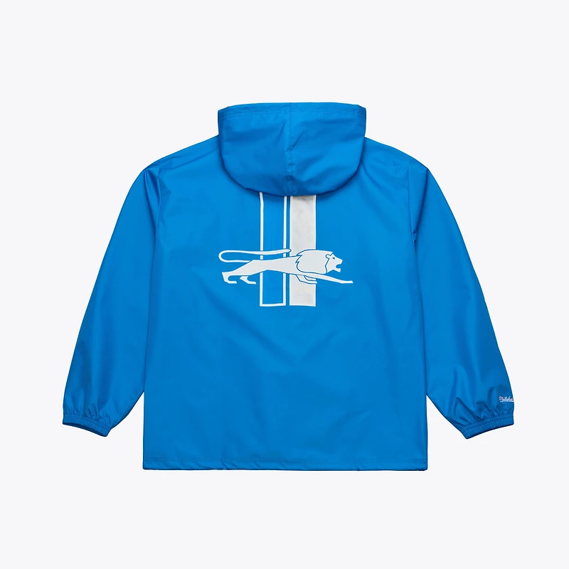Men's Mitchell & Ness Blue Detroit Lions Coaches Full-Snap Hooded Windbreaker Jacket