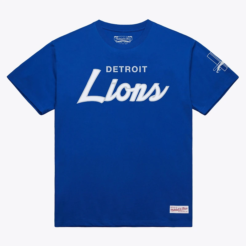 T-shirt classique Mitchell & Ness bleu Detroit Lions pour homme