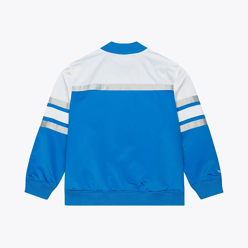 Men's Mitchell & Ness Blue Detroit Lions Head Coach Lightweight Full-Snap Satin Jacket