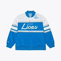 Men's Mitchell & Ness  Blue Detroit Lions Head Coach Lightweight Full-Snap Satin Jacket
