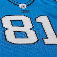 Maillot authentique rétro Mitchell & Ness Calvin Johnson bleu des Lions de Détroit 2007, porté par un joueur retraité.