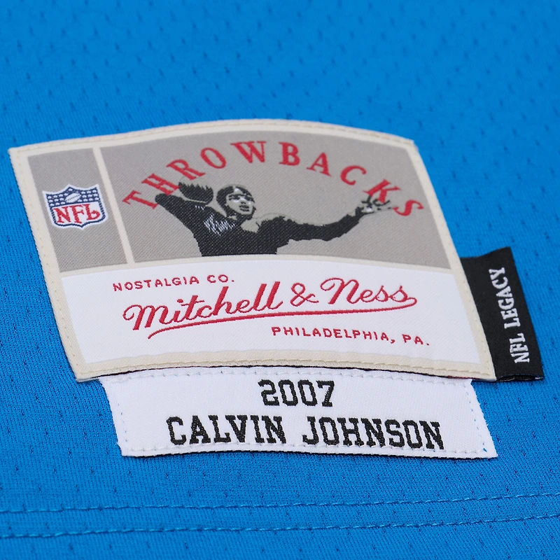 Maillot réplique Mitchell & Ness Calvin Johnson bleu Detroit Lions 2007 Legacy pour homme