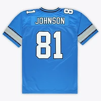 Men's Mitchell & Ness Calvin Johnson Blue Detroit Lions Big Tall 2007 Legacy Retired Player Jersey