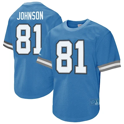 Men's Mitchell & Ness Calvin Johnson Blue Detroit Lions Retired Player Name Number Mesh Top