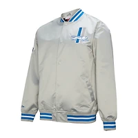 Veste zippée complète en satin double face Detroit Lions grise pour homme