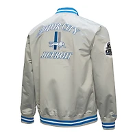 Men's Mitchell & Ness Gray Detroit Lions Double Down Satin Full-Snap Jacket