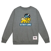 Men's Mitchell & Ness Heather Gray Detroit Lions Basic Fleece Pullover Sweatshirt