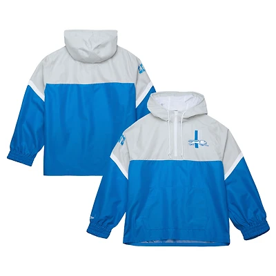 Anorak léger à demi-zip Mitchell & Ness pour homme, coupe-vent logo vintage, argent/bleu, Detroit Lions Tie Breaker