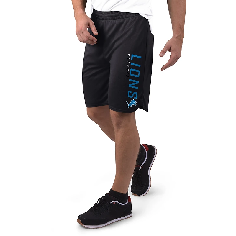 Short en maille noire Detroit Lions MSX by Michael Strahan pour homme