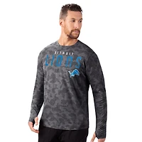T-shirt à manches longues camouflage noir Detroit Lions Performance MSX by Michael Strahan pour homme