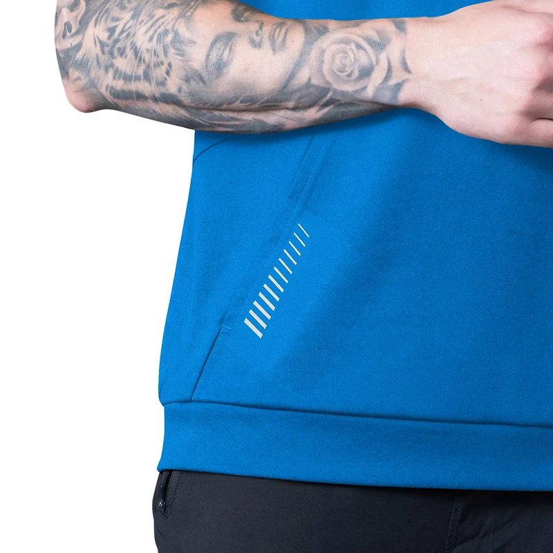 Men's MSX by Michael Strahan Blue Detroit Lions Tri-Blend Rebound Sleeveless Hoodie