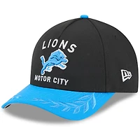 Casquette ajustable New Era 9FORTY M-Crown A-Frame noire/bleue pour homme, Detroit Lions, NFL Draft 2025