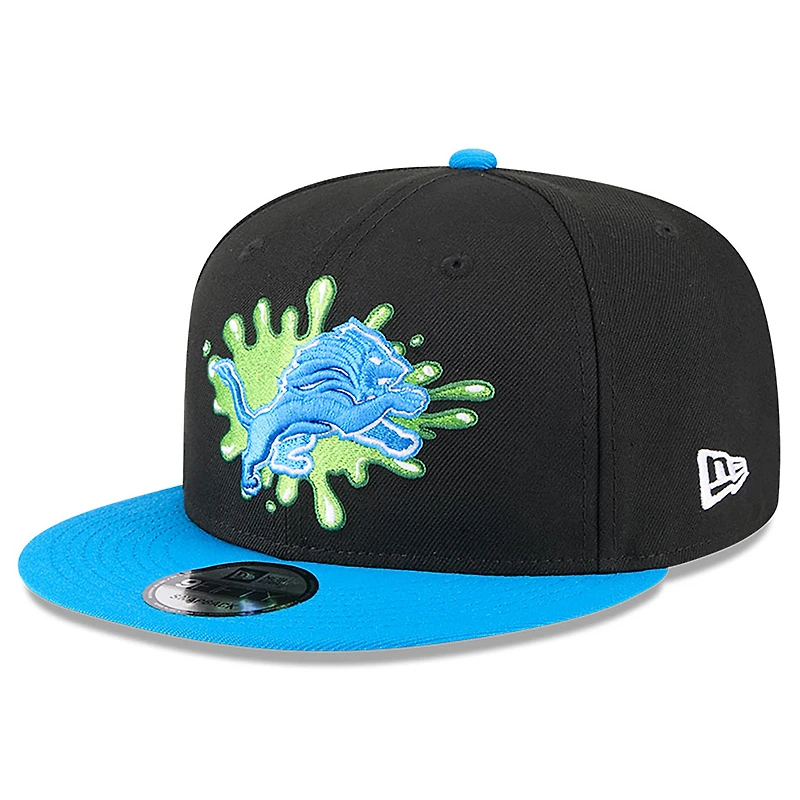 Casquette Snapback Nickelodeon Slime 9FIFTY noire/bleue pour homme des Detroit Lions de New Era