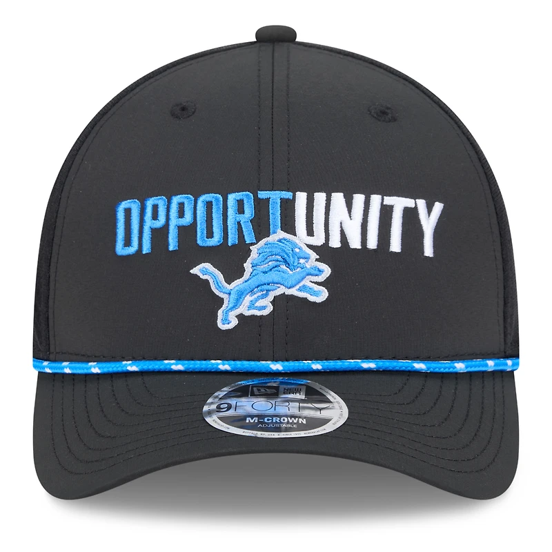 Casquette ajustable New Era Detroit Lions 2025 Inspire Change 9FORTY M-Crown noire pour homme
