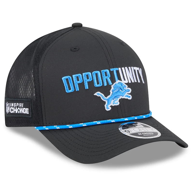 Casquette ajustable New Era Detroit Lions 2025 Inspire Change 9FORTY M-Crown noire pour homme