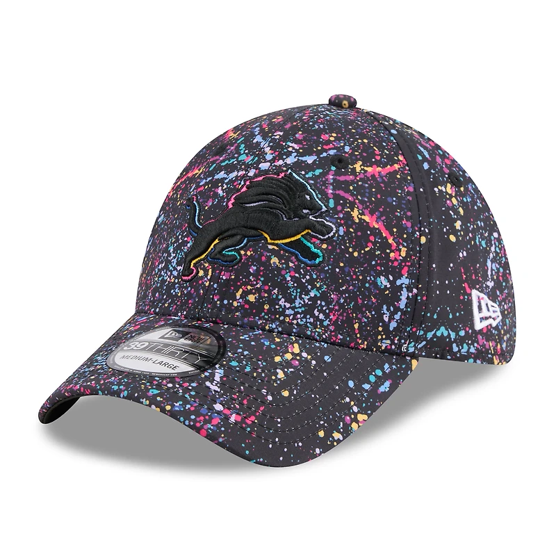 Casquette New Era noire Detroit Lions 2025 NFL Crucial Catch 39THIRTY Flex pour homme