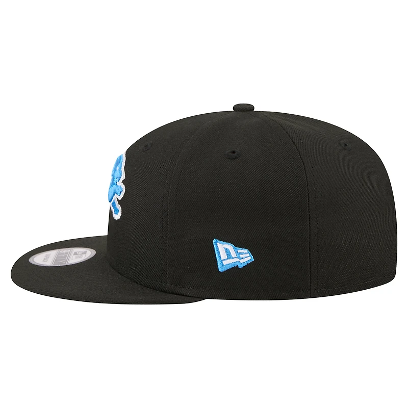 Men's New Era  Black Detroit Lions 9FIFTY Snapback Hat
