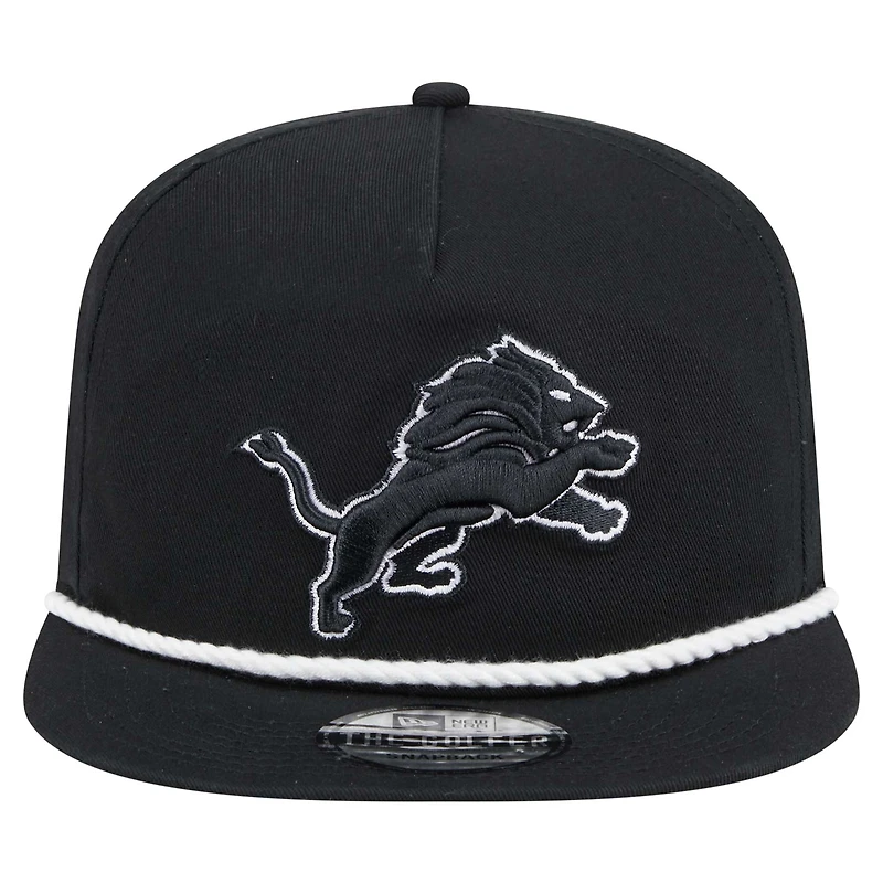 Men's New Era Black Detroit Lions B-Dub Golfer Snapback Hat