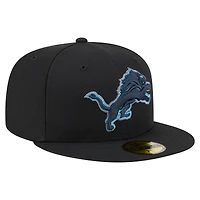 Men's New Era  Black Detroit Lions Color Pop 59FIFTY Fitted Hat