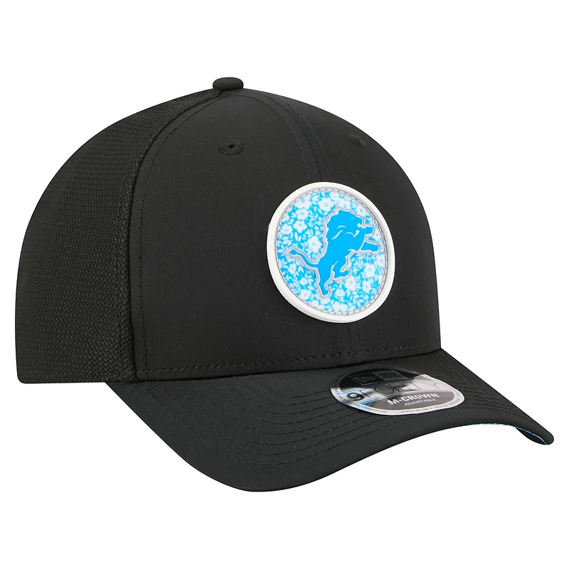 Men's New Era Black Detroit Lions Floral 9FORTY M-Crown Trucker Adjustable Hat