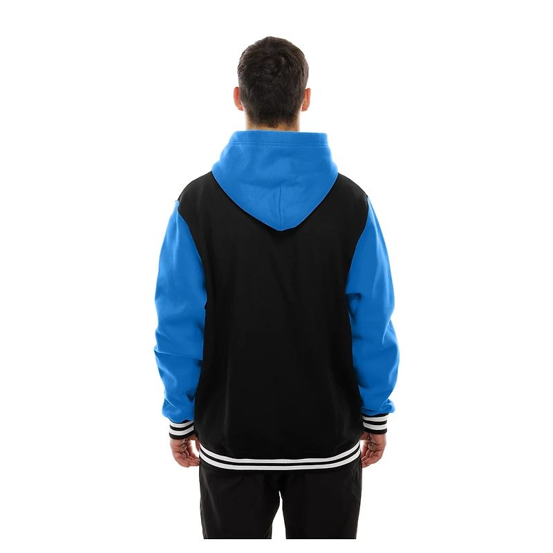 Veste à capuche en polaire boutons-pression New Era noire Detroit Lions pour homme
