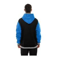 Veste à capuche en polaire boutons-pression New Era noire Detroit Lions pour homme