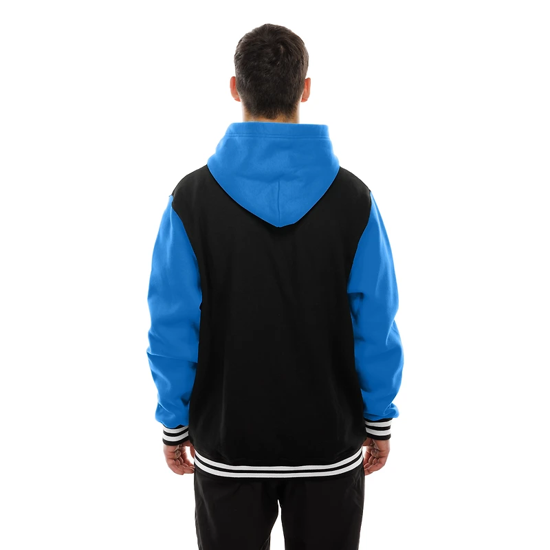 Veste à capuche en polaire boutons-pression New Era noire Detroit Lions pour homme