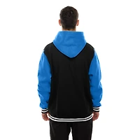 Veste à capuche en polaire boutons-pression New Era noire Detroit Lions pour homme