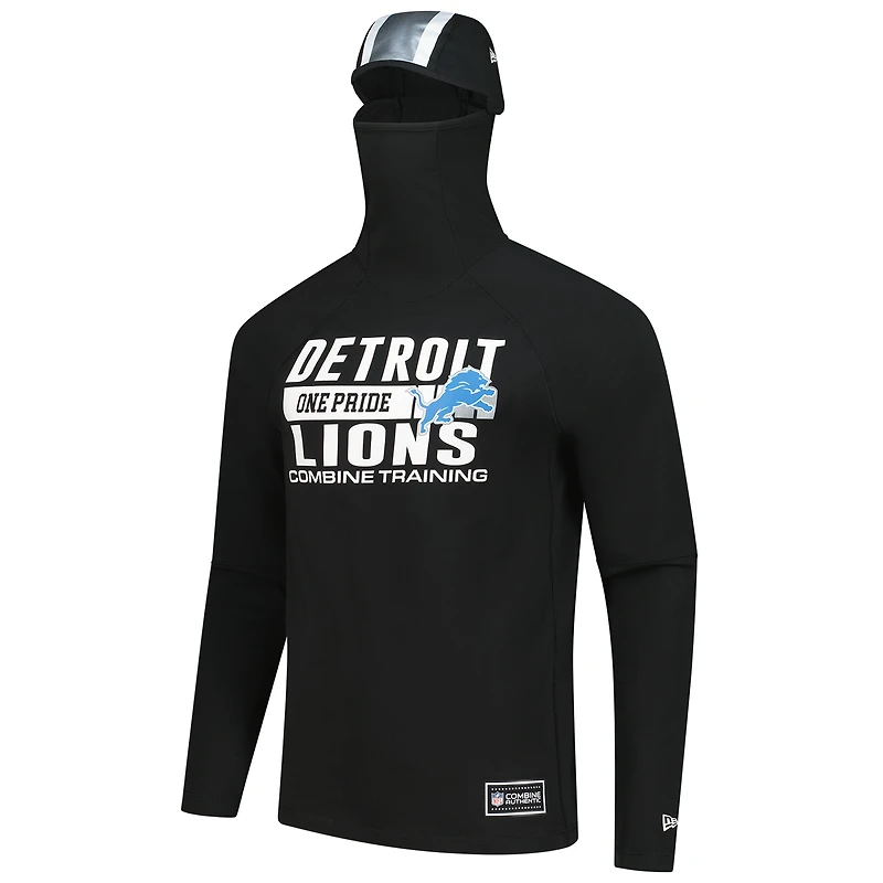 Sweat à capuche fonctionnel noir Detroit Lions Fandom Balaclava pour homme New Era