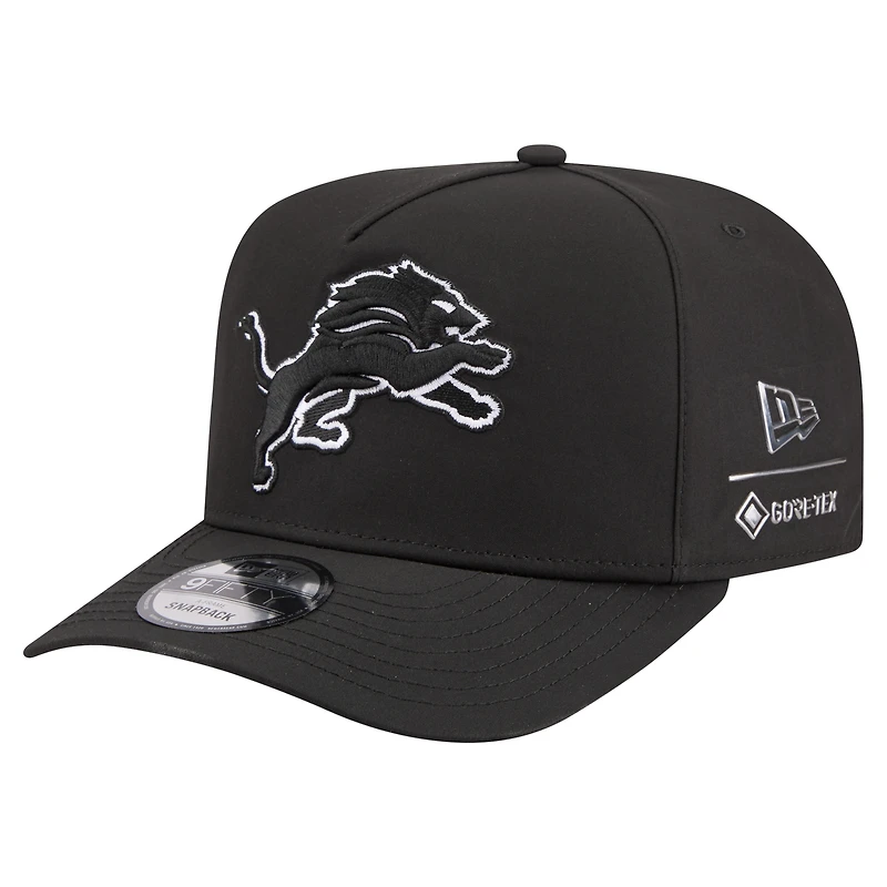 Men's New Era Black Detroit Lions Gore-Tex A-Frame 9FIFTY Adjustable Hat