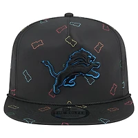 Casquette snapback noire en caoutchouc Detroit Lions de New Era pour homme