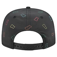 Casquette snapback noire en caoutchouc Detroit Lions de New Era pour homme