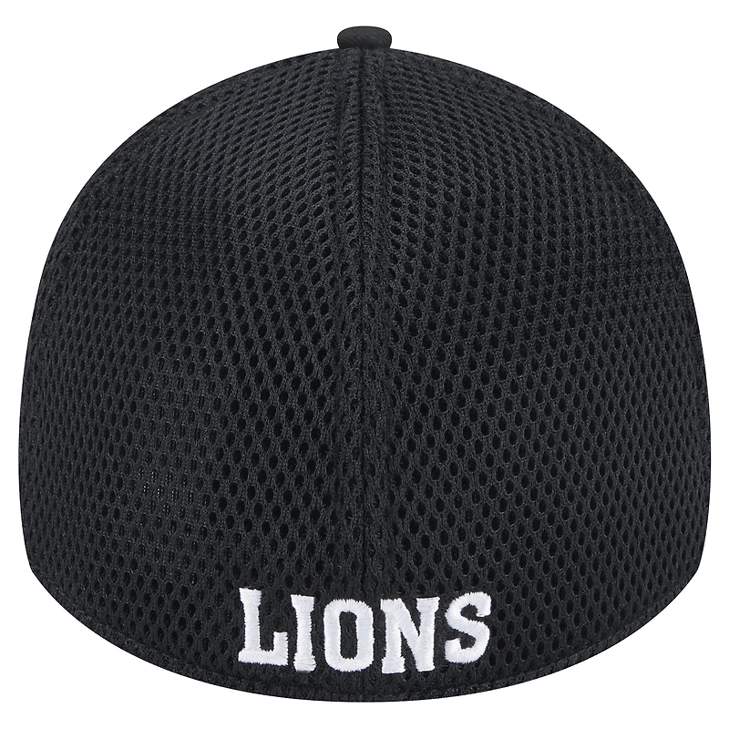 Men's New Era Black Detroit Lions Main Neo 39THIRTY Flex Hat