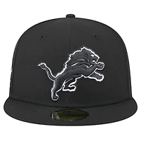 Men's New Era Black Detroit Lions Main Patch 59FIFTY Fitted Hat