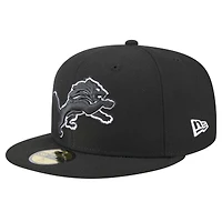 Men's New Era Black Detroit Lions Main Patch 59FIFTY Fitted Hat