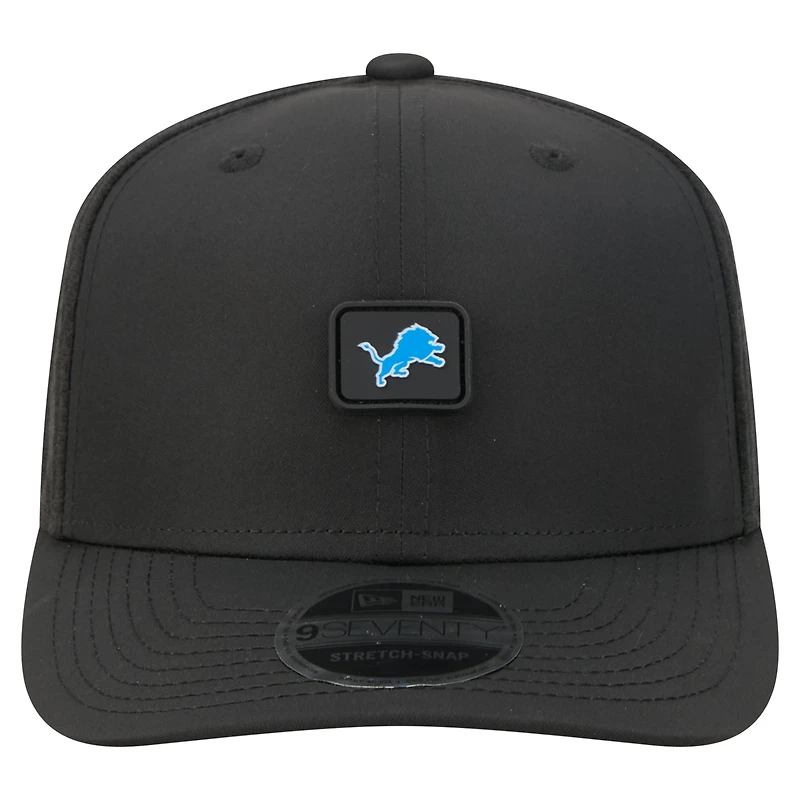 Men's New Era Black Detroit Lions Micro Badge 9SEVENTY Adjustable Hat