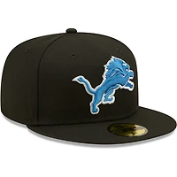 Casquette ajustée 59FIFTY Detroit Lions Omaha New Era pour homme, noire