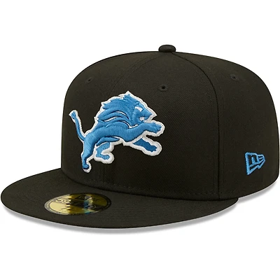 Casquette ajustée 59FIFTY Detroit Lions Omaha New Era pour homme, noire