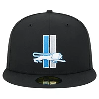 Men's New Era Black Detroit Lions Omaha Throwback 59FIFTY Fitted Hat