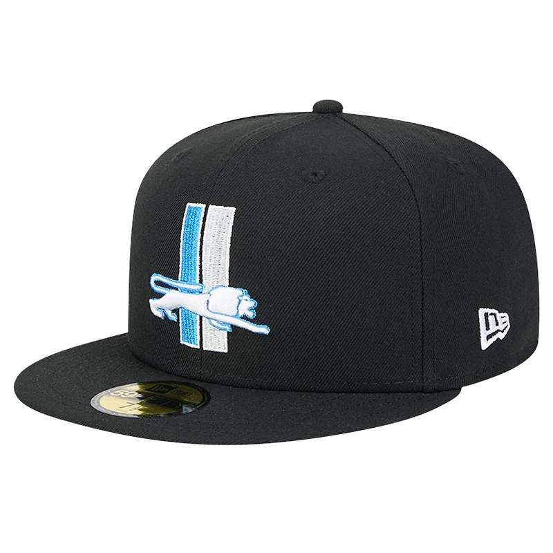 Casquette ajustée 59FIFTY Detroit Lions Omaha Throwback pour homme New Era noire