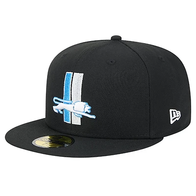 Casquette ajustée 59FIFTY Detroit Lions Omaha Throwback pour homme New Era noire