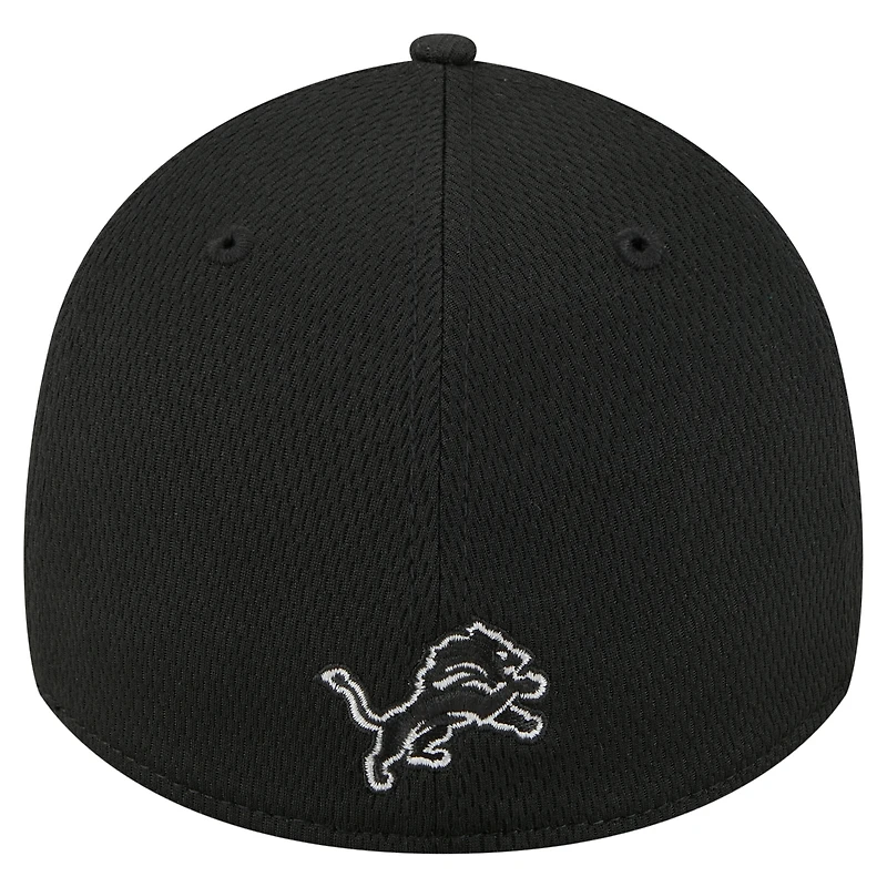 Men's New Era  Black Detroit Lions Scoreboard 39THIRTY Flex Hat